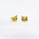 Boucles d'oreilles Chats Vermeil & Tsavorites face
