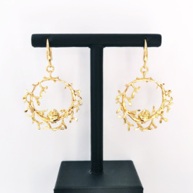 Boucles d'oreilles Rouge Gorge Vermeil face