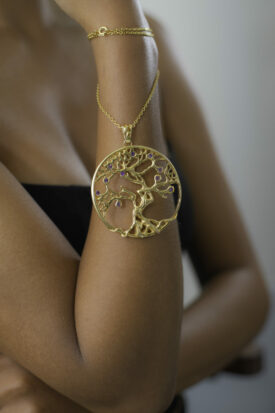 Sudarat Shooting Pendentif Arbre de vie Vermeil Améthystes