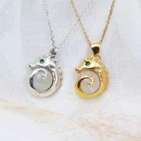 Pendentif Hippocampe Pierre de lune groupe
