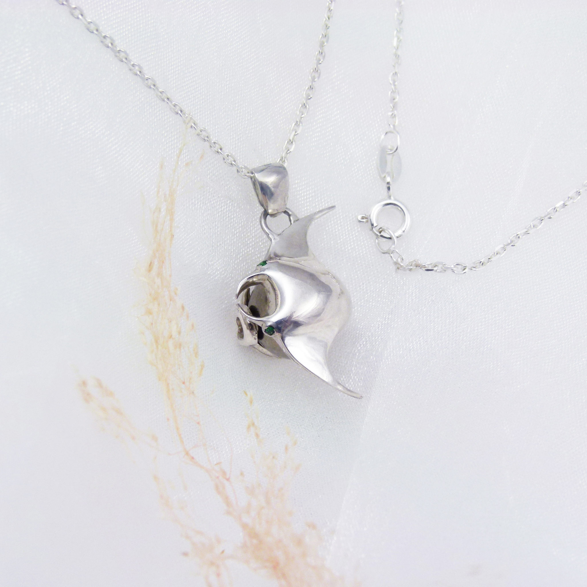 Pendentif Manta Ray En Argent Sterling 925 Bijoux Totem De Vie Marine