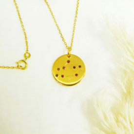 Médaille constellation Sagittaire Vermeil & Grenats