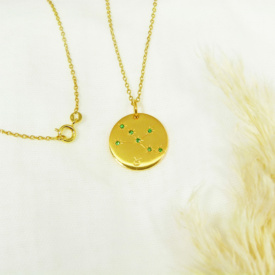 Médaille constellation Taureau Vermeil & Tsavorites