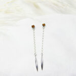 Boucles d'oreilles Fuseaux Argent et Citrines face