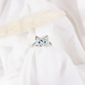 Bague Chat Argent Apatites face