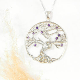 Pendentif Arbre de vie argent améthystes