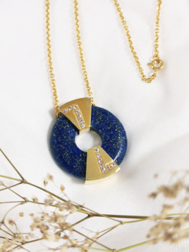 Pendentif Ardeco Vermeil & Lapis Lazuli et Saphirs Blancs