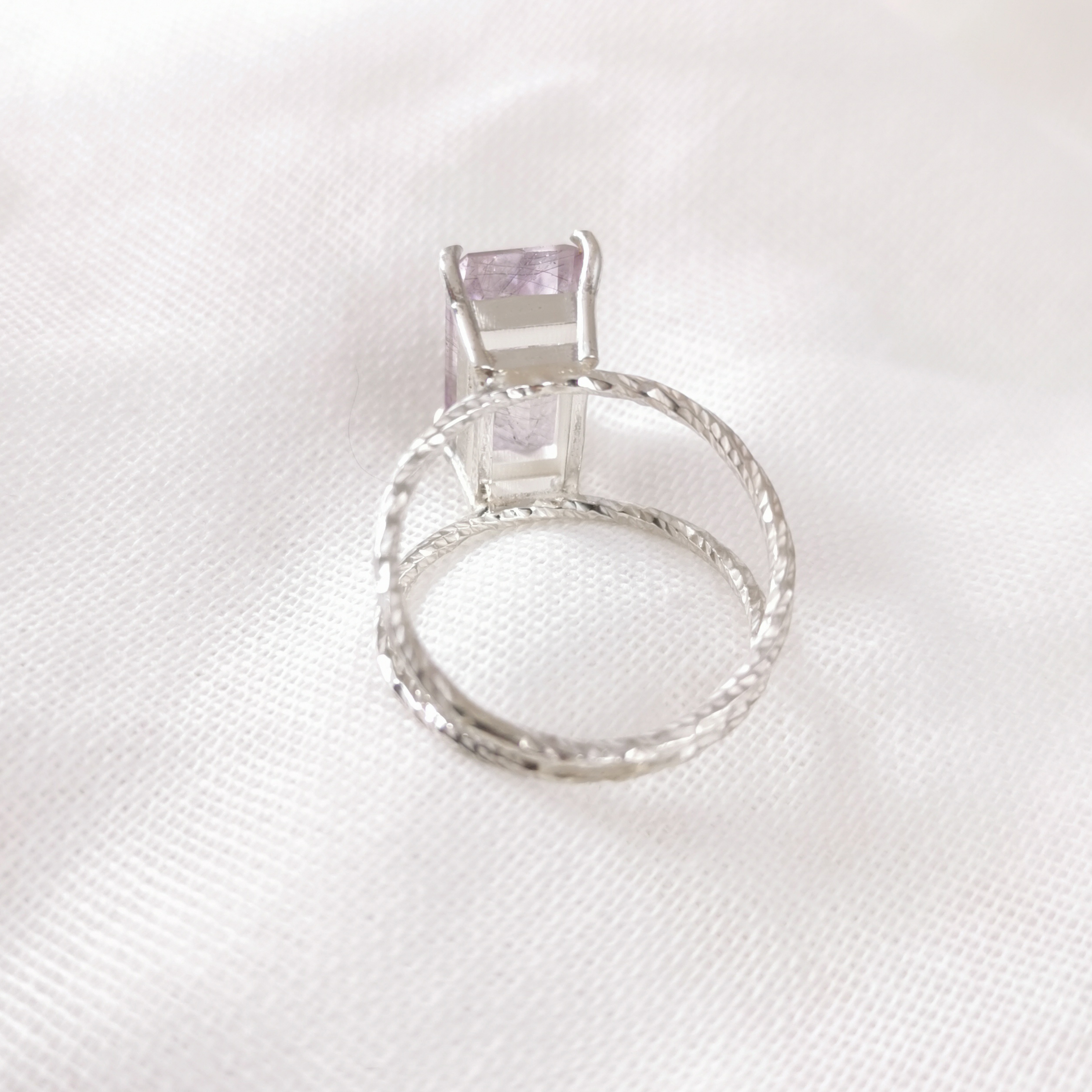 Bague Argent Quartz Hématite taille émeraude Bague Argent Quartz Hématite taille émeraude