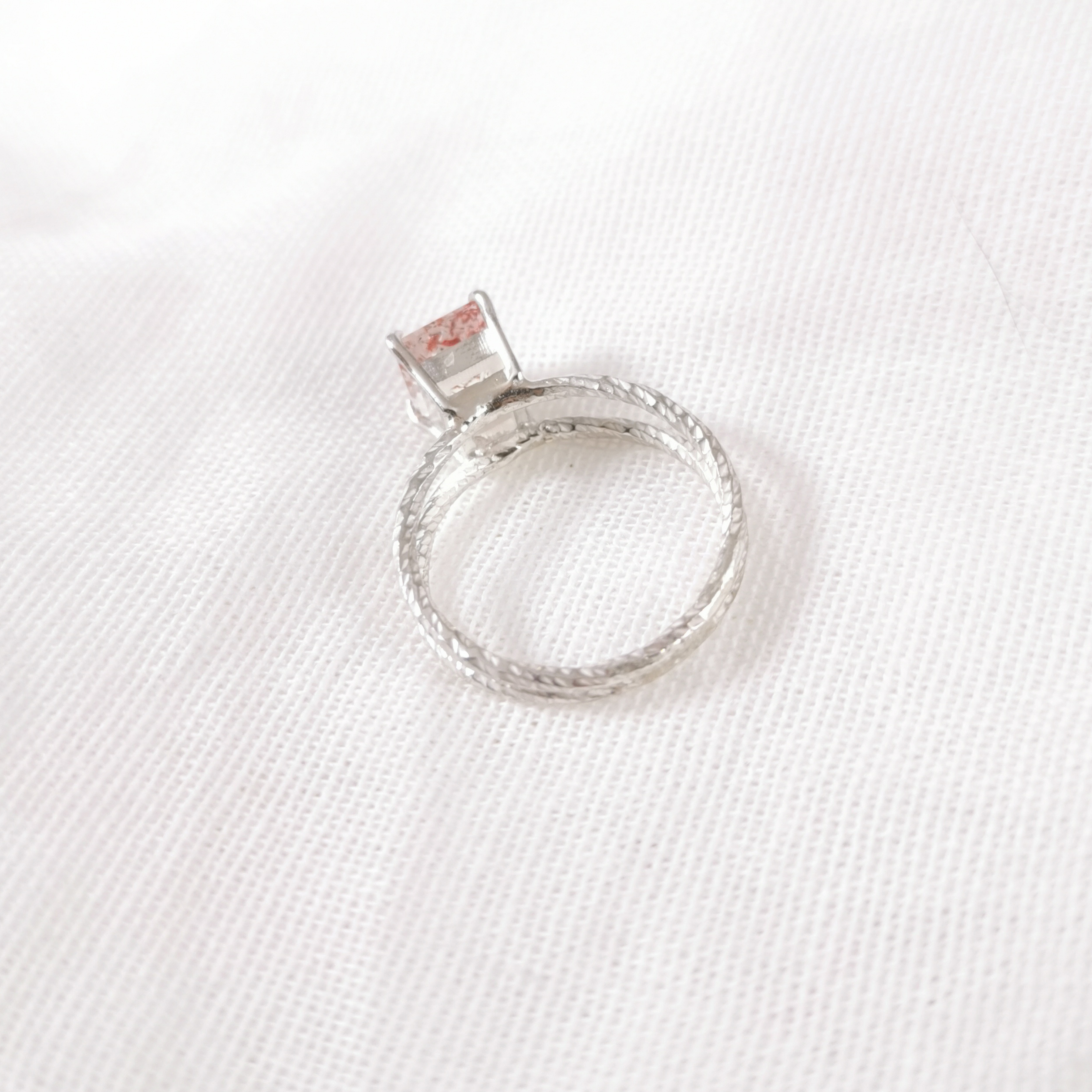 Bague Argent Quartz Tourmaline 4 Taille Emeraude revers Bague Argent Quartz Hématite taille émeraude