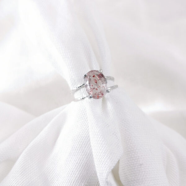 Bague Argent Quartz Hématite Ovale