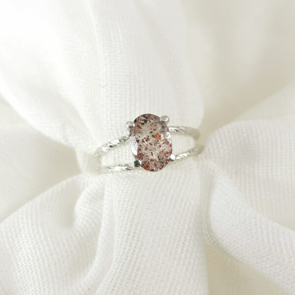 Bague Argent Quartz Hématite Ovale