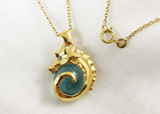 Pendentif Hippocampe Vermeil Topazes