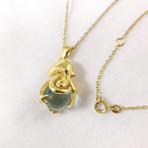 Pendentif Poulpe Vermeil Améthystes et Topaze