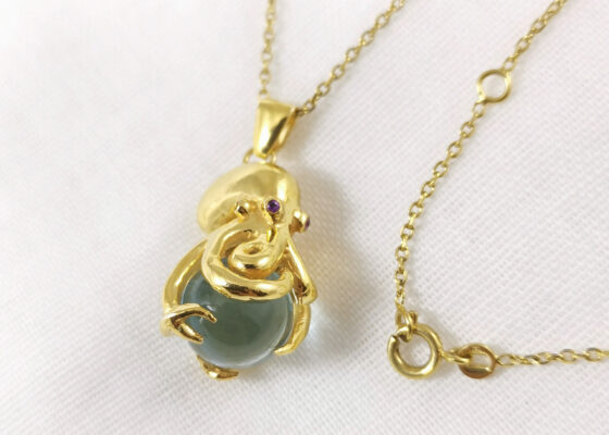 Pendentif Poulpe Vermeil Améthystes et Topaze