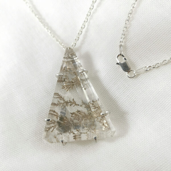 Pendentif Quartz Manganèse Argent inclusions