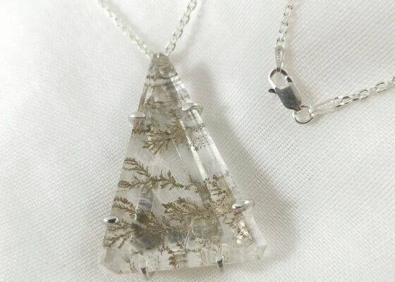 Pendentif Quartz Manganèse Argent inclusions
