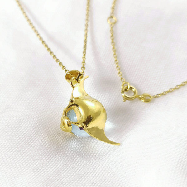 Pendentif Raie Manta Vermeil Améthystes et Topaze