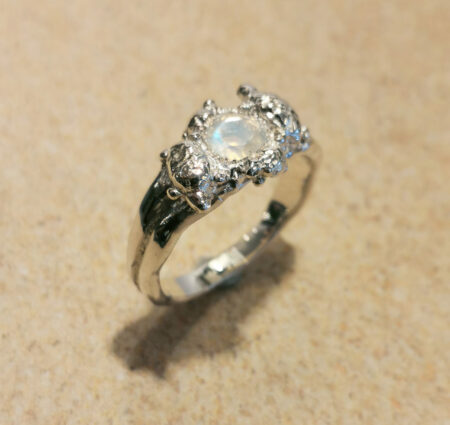 Bague Famille Tortue Argent et Labradorite Blanche
